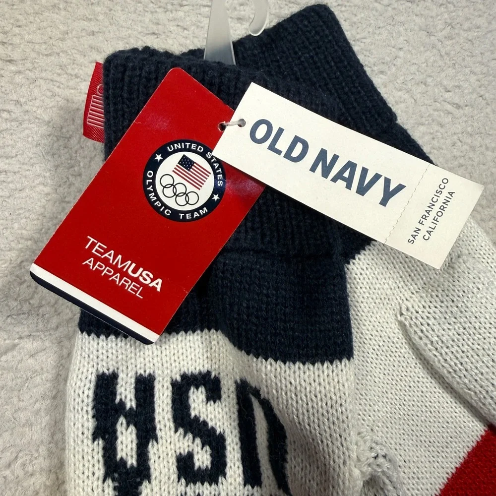 Old Navy‎ Team USA Olympics Mittens One Size Red White Blue Knit NWT Unisex